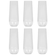 SENSETH Stemless Plastic Champagne Flutes 6Pcs 9oz Unbreakable Glasses for Weddings